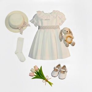 La Coqueta White Vega Long Ceremony Girl Dress